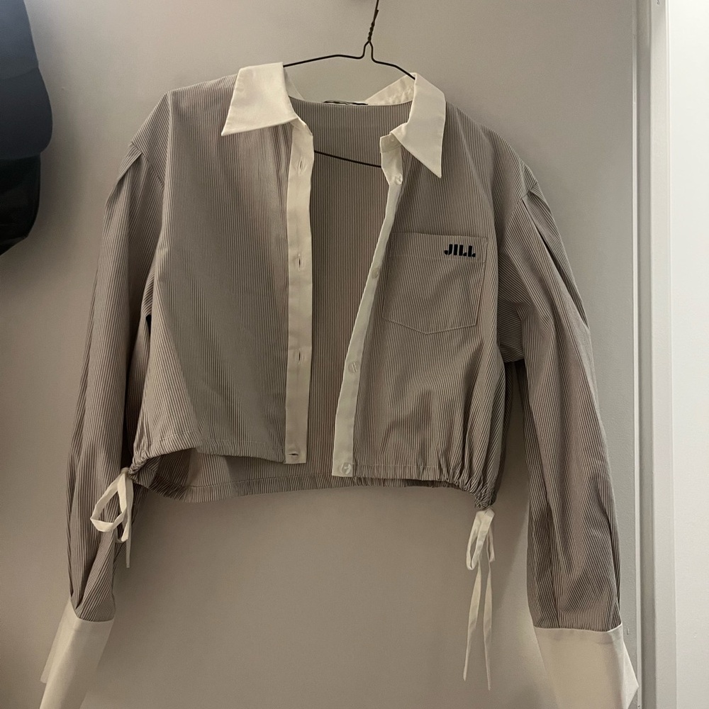 Jill Stuart White and Gray Striped Blouse